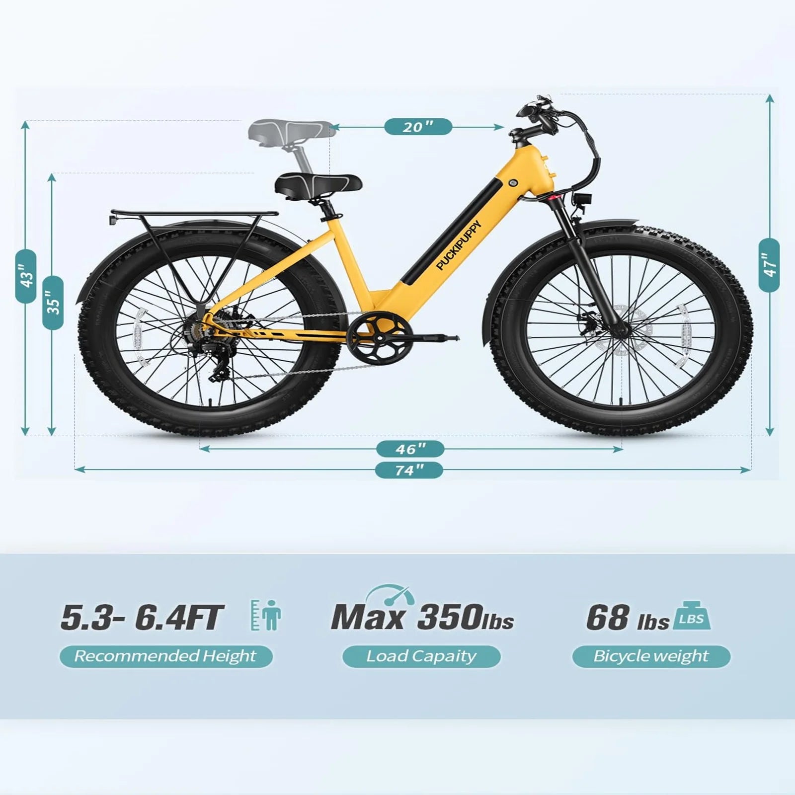 PUCKIPUPPY Samoyed Electric Bike 960W Peak 28MPH Fat Tire Warranty