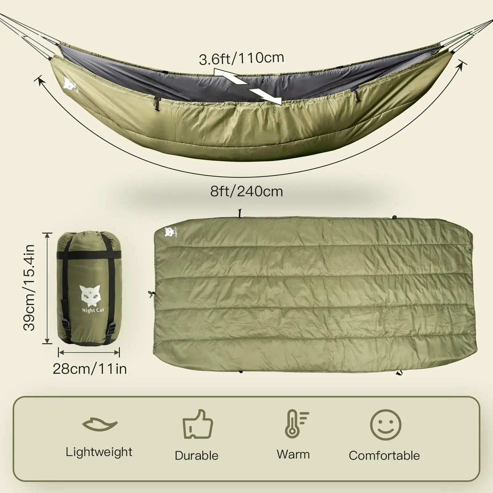 Insulated Hammock Underquilt Sleeping Bag For Four Seasons