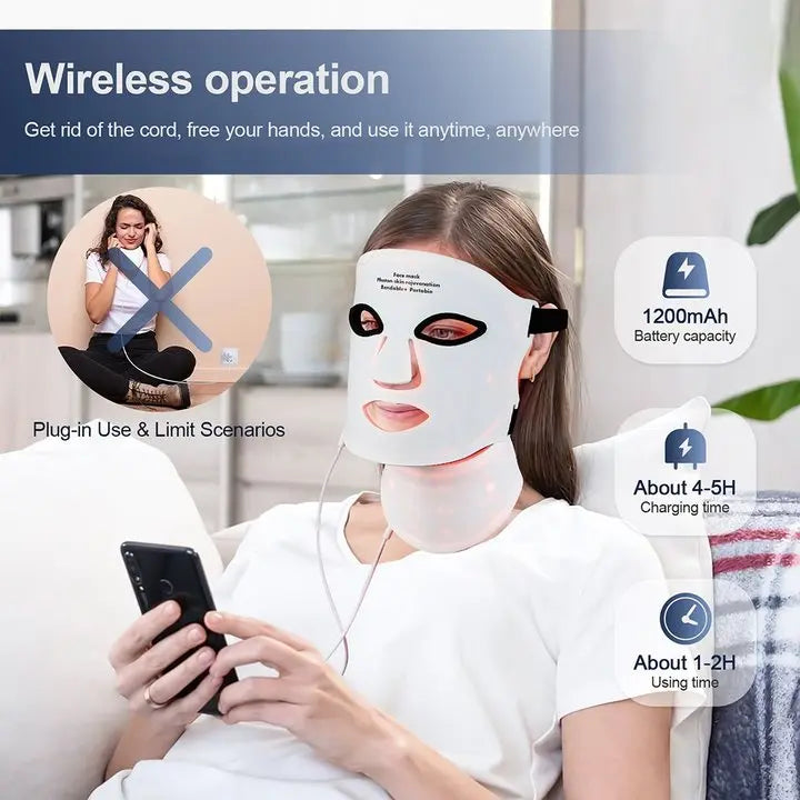 Foreverlily Silicone LED Mask With Neck Photon Therapy