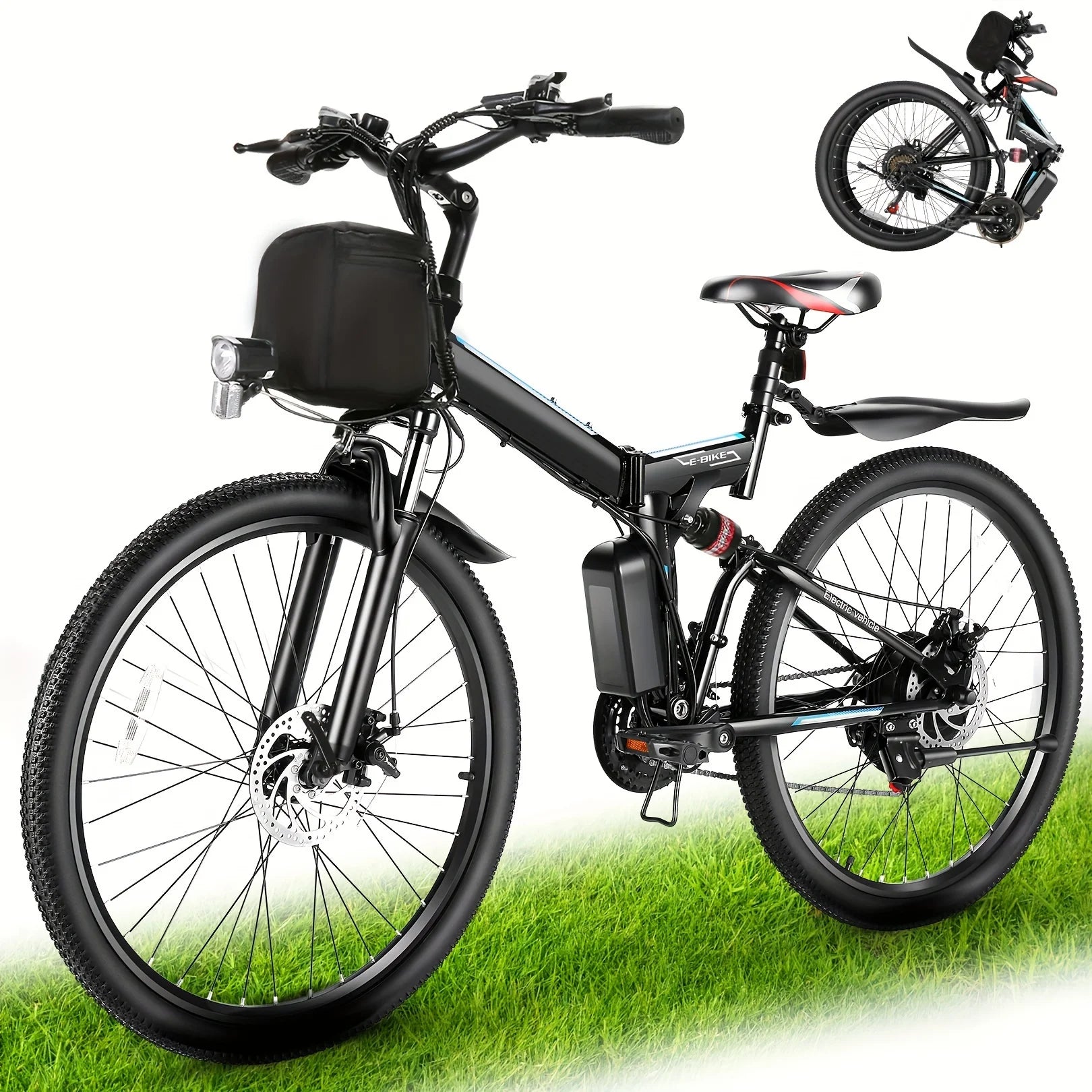 Vivi Folding Electric Bike 500W 48V Removable Battery 50 Mile Range