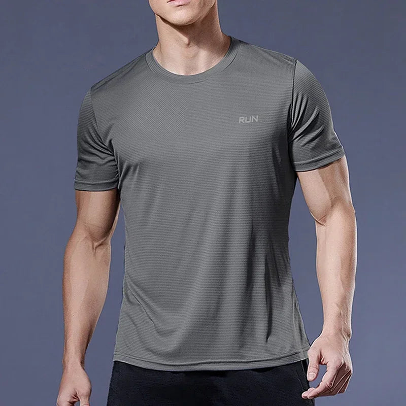 Men's Summer Breathable Elastic Ice Silk T Shirt Quick Dry