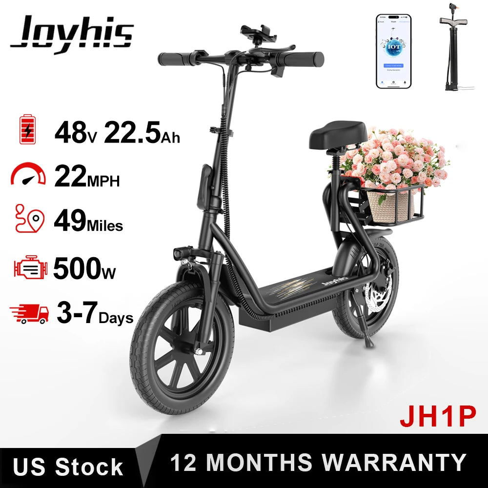 Joyhis JH1 Electric Scooter With Seat 500W Motor 48V