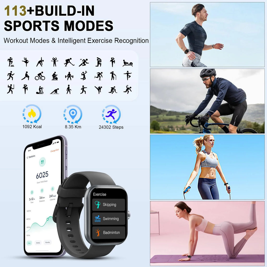 Smart Watch With Calls And 100 Sport Modes IP68 Waterproof