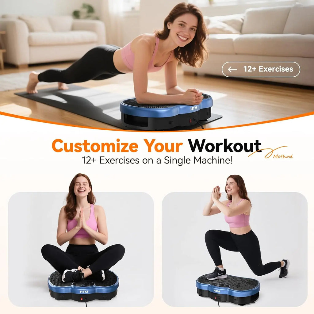 HTMM Fitness Vibration Plate Whole Body Exercise Machine With 120 Speed Levels Calorie Tracking Fat Burning Home Gym