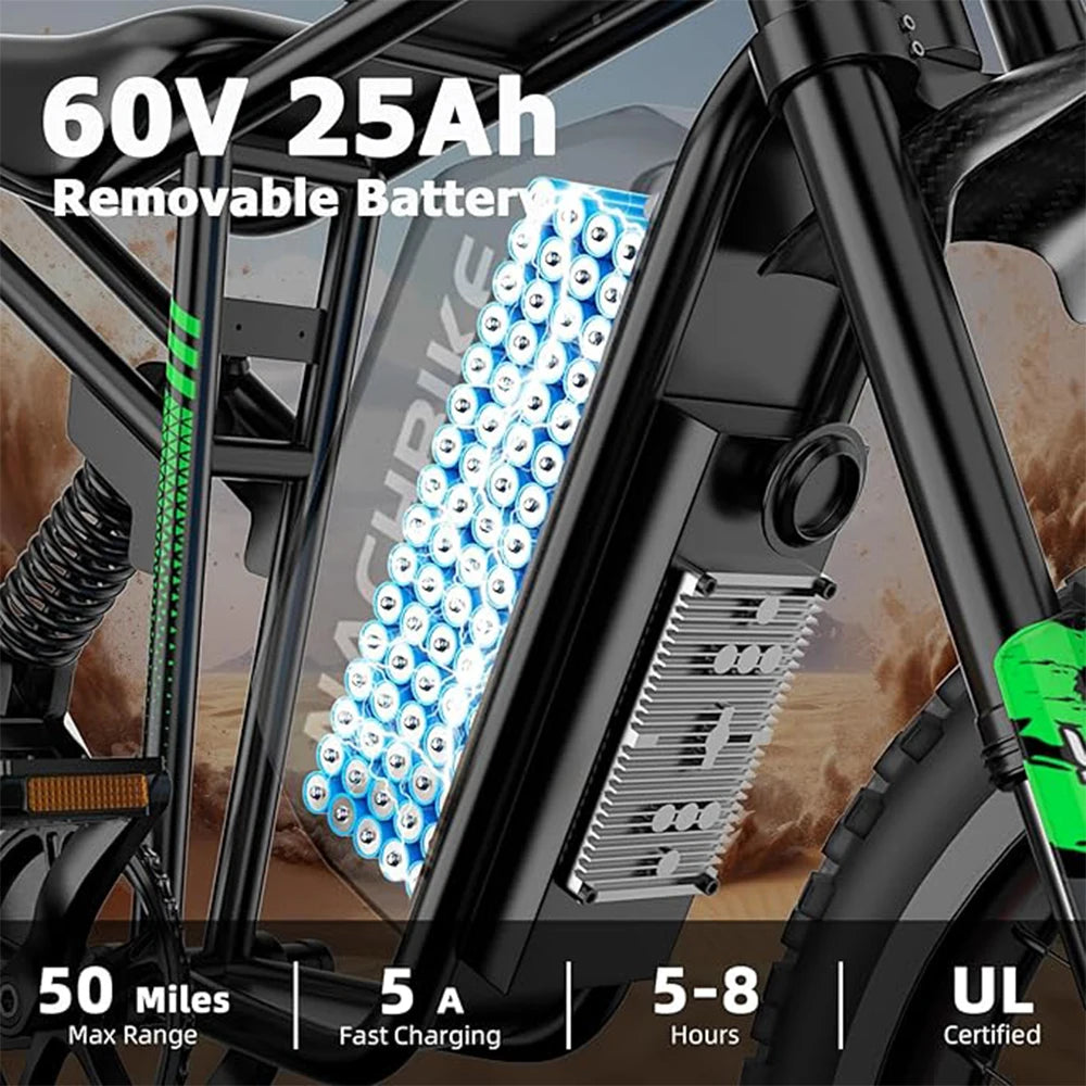 R3 60V 6000W Electric Dirt Bike With 25Ah Battery And Suspension