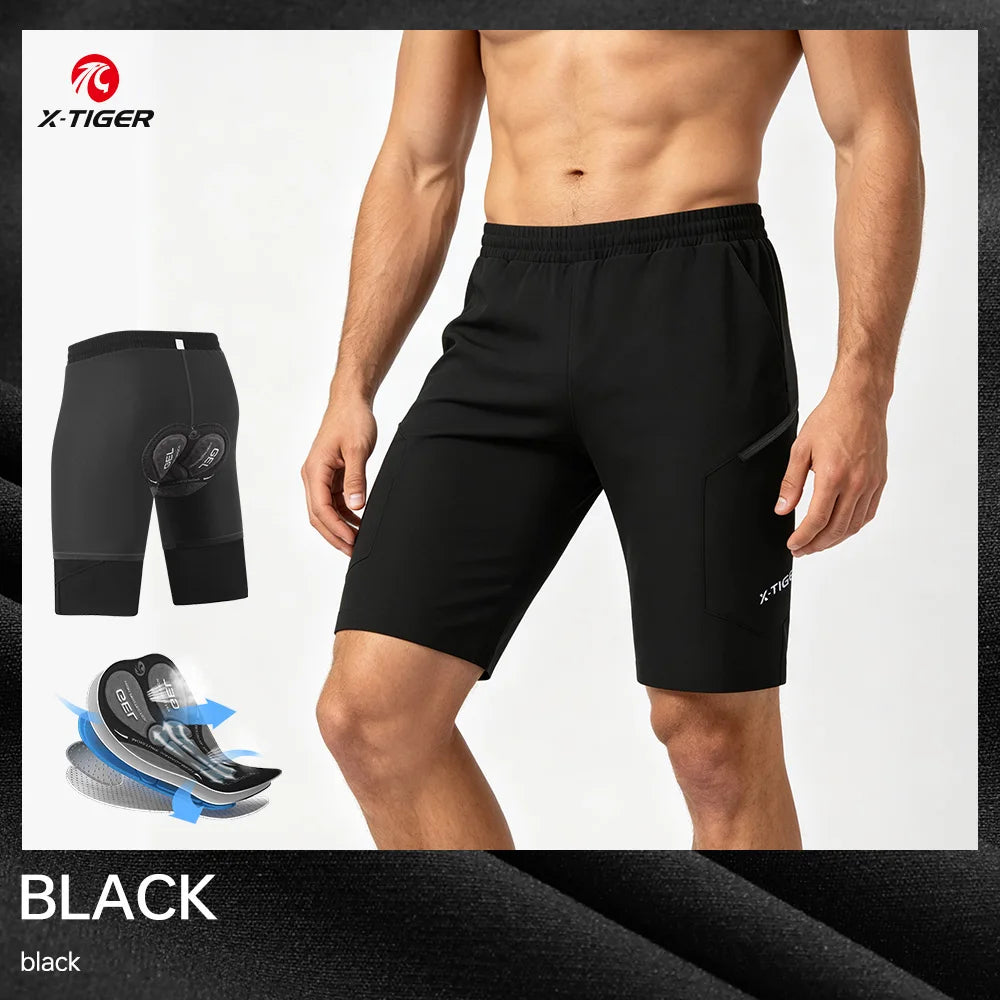 X-TIGER 2-in-1 All-Weather Cycling Shorts Padded MTB for Men