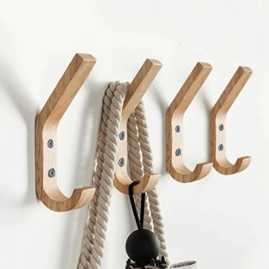HeavyDuty WallMounted WoodenCoatHooks NaturalOak For Organization AndStorage HomeUse
