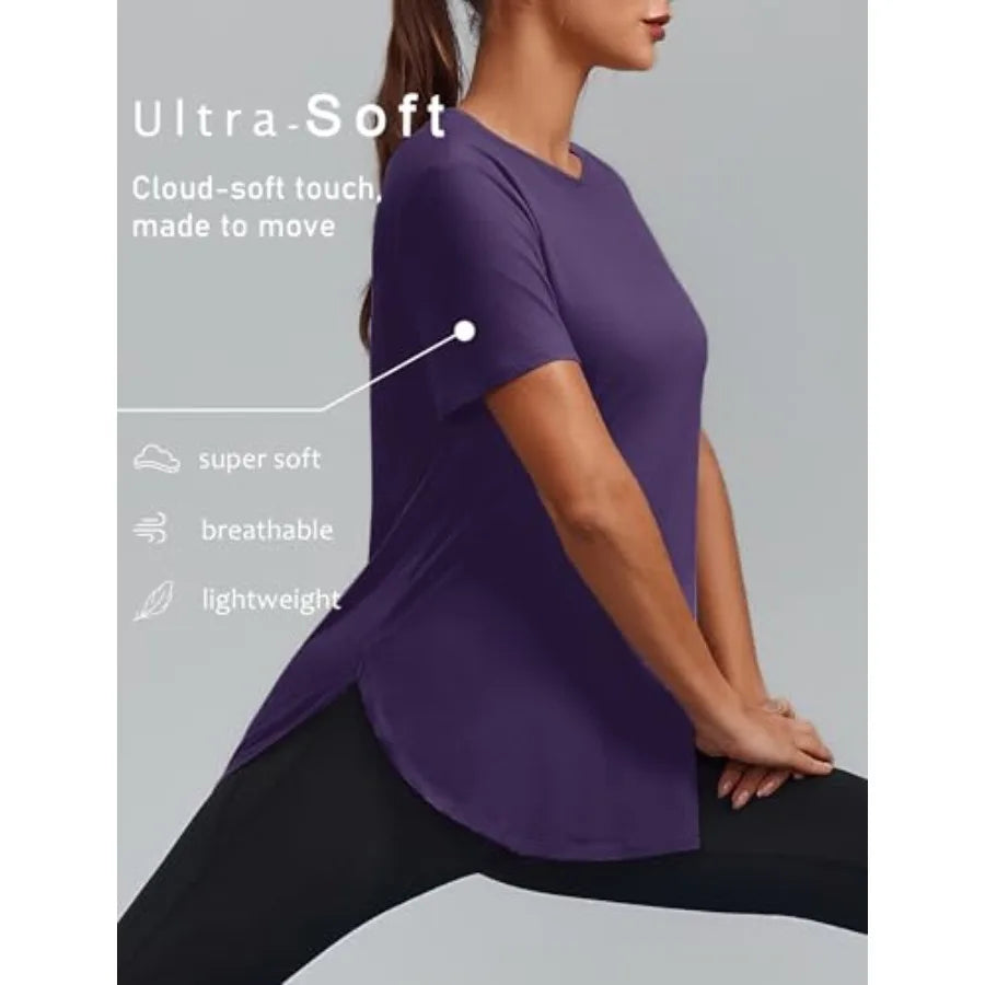 PINSPARK Women Workout Tops UPF 50 Quick Dry Athletic Shirts