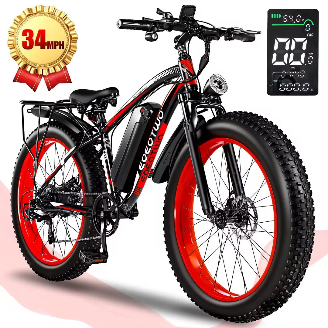 EOEOTWO 1500W Electric Fat Tire Mountain Ebike UL2849 48V 15Ah