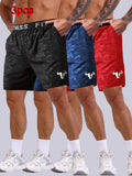 Men's Bull Print Running Shorts 3-Piece Set For Training