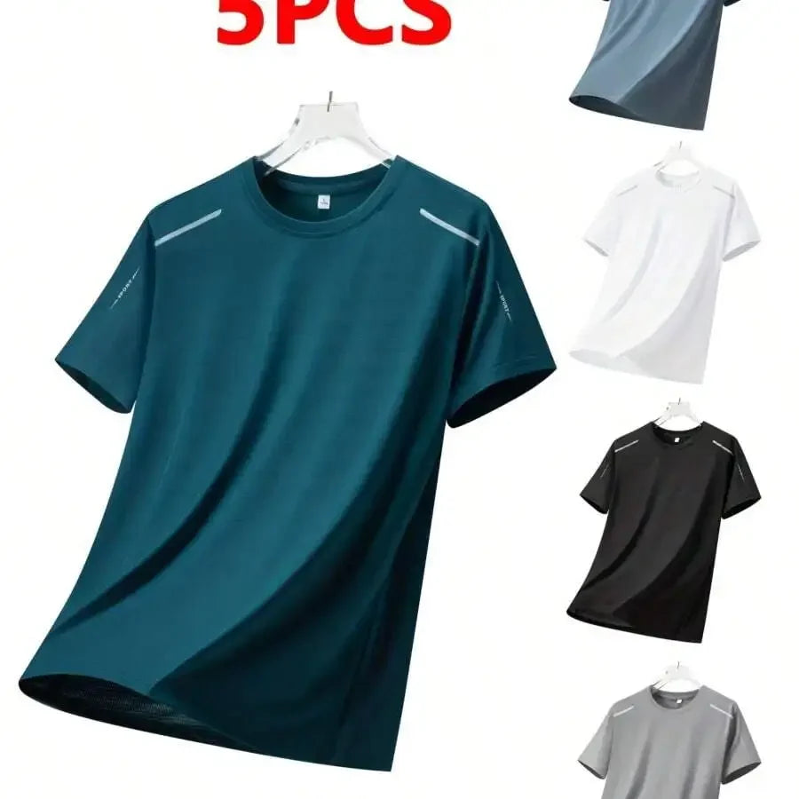 5pcs Quick Dry Breathable Athletic T-Shirts For Men Running Gym Training