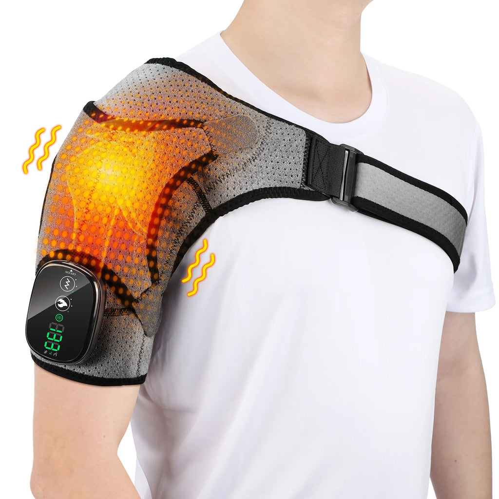 Rechargeable Electric Heating Shoulder Massage Belt Vibration Pad Muscle Relax Shoulder Support Brace Belt