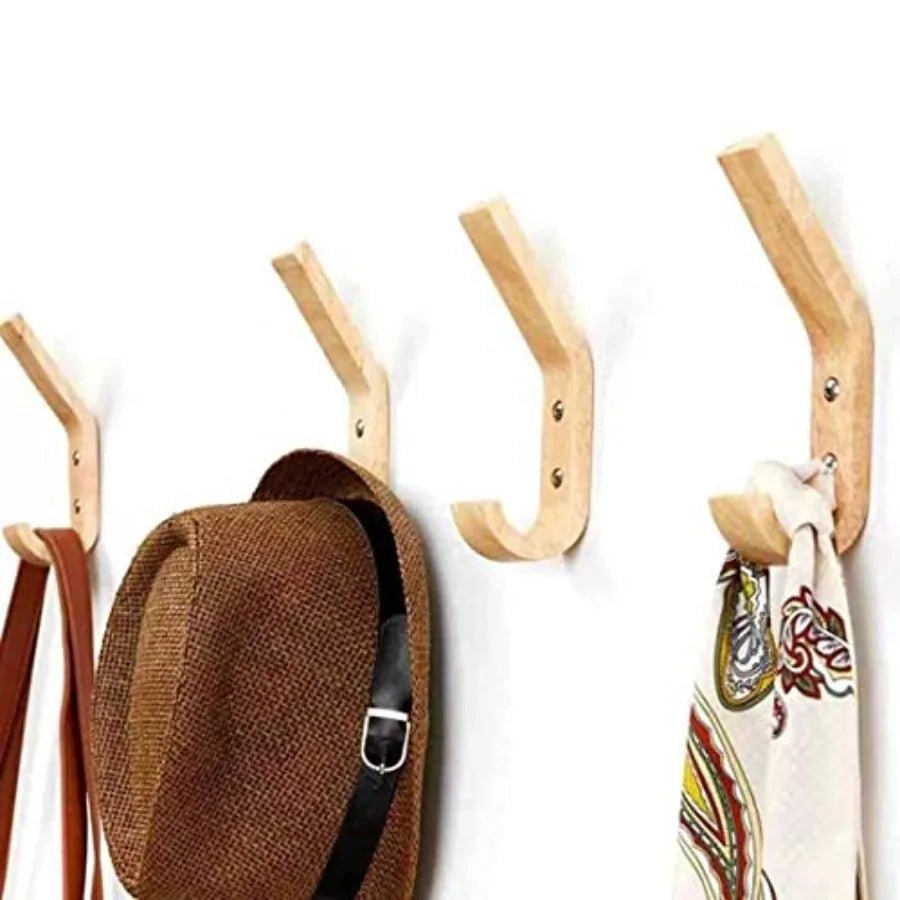 HeavyDuty WallMounted WoodenCoatHooks NaturalOak For Organization AndStorage HomeUse