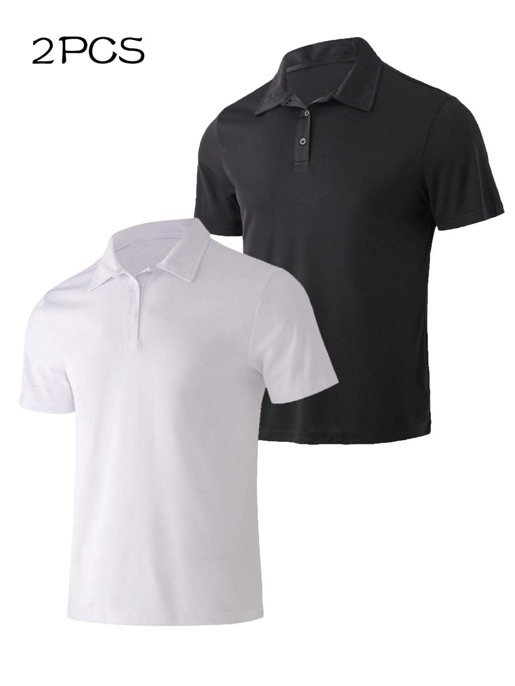 2Pack Men's Polo Shirts Short Sleeve Summer Quick Dry Ultra Comfortable Golf Athletic T-Shirts Slim Fit Casual Sports Workout Golf Tees