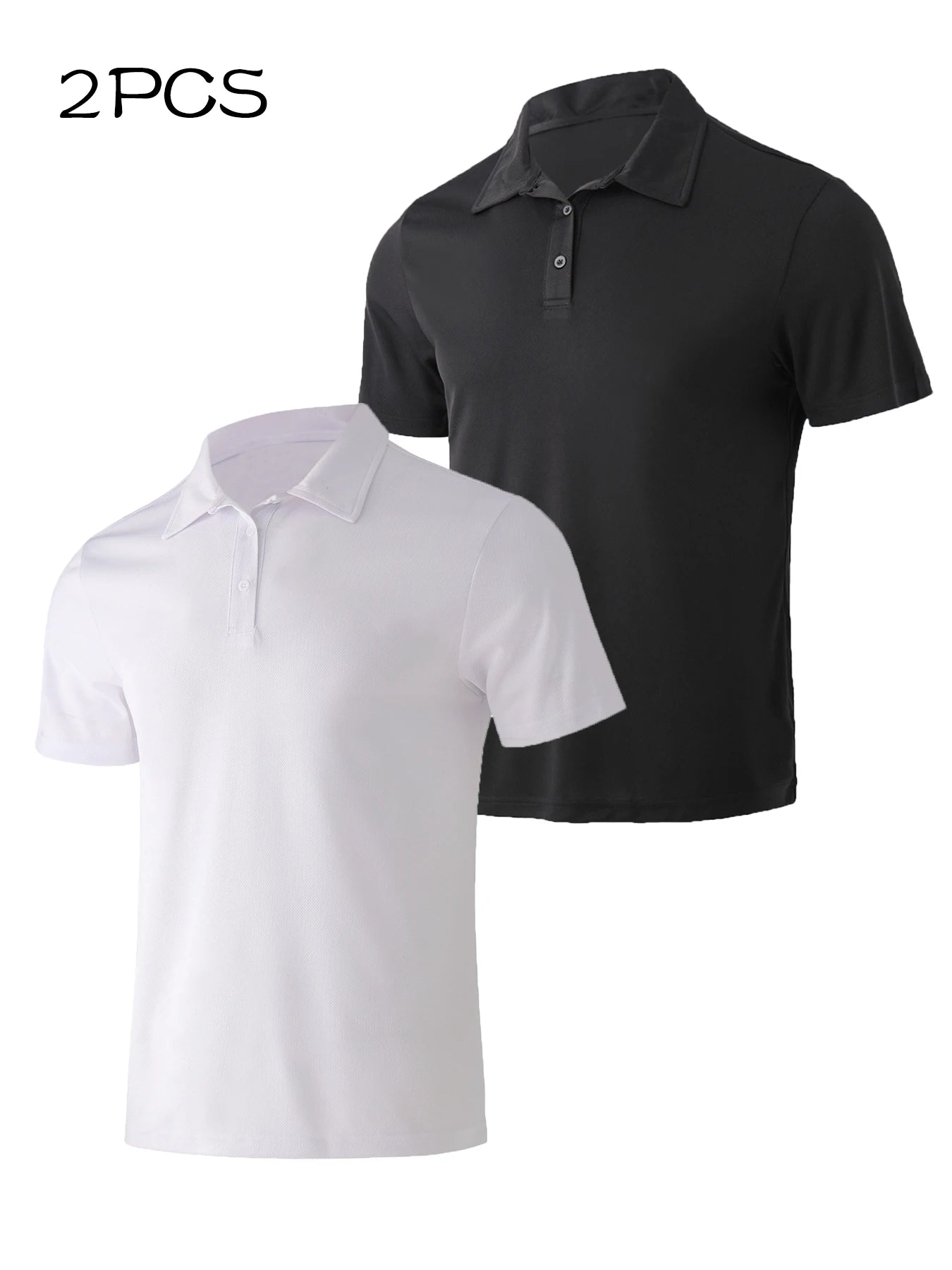 2Pack Men's Polo Shirts Short Sleeve Summer Quick Dry Ultra Comfortable Golf Athletic T-Shirts Slim Fit Casual Sports Workout Golf Tees