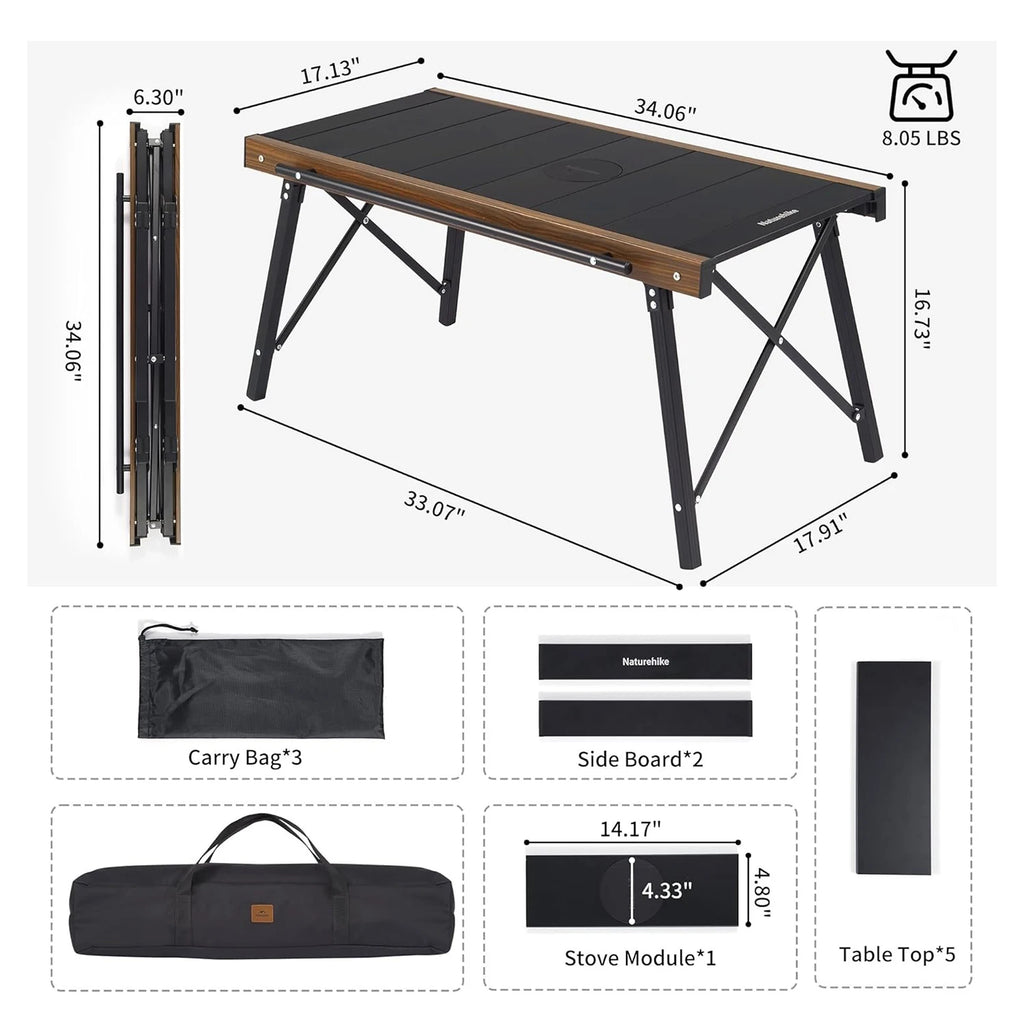 Naturehike Camping Folding Aluminum Alloy IGT Table Multifunctional Portable BBQ Grill Table Outdoor Picnic Cooking Table