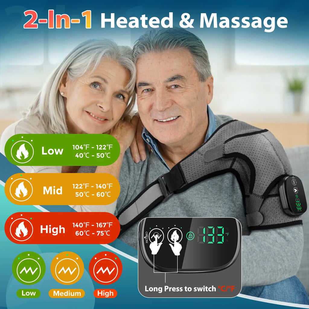 Rechargeable Electric Heating Shoulder Massage Belt Vibration Pad Muscle Relax Shoulder Support Brace Belt
