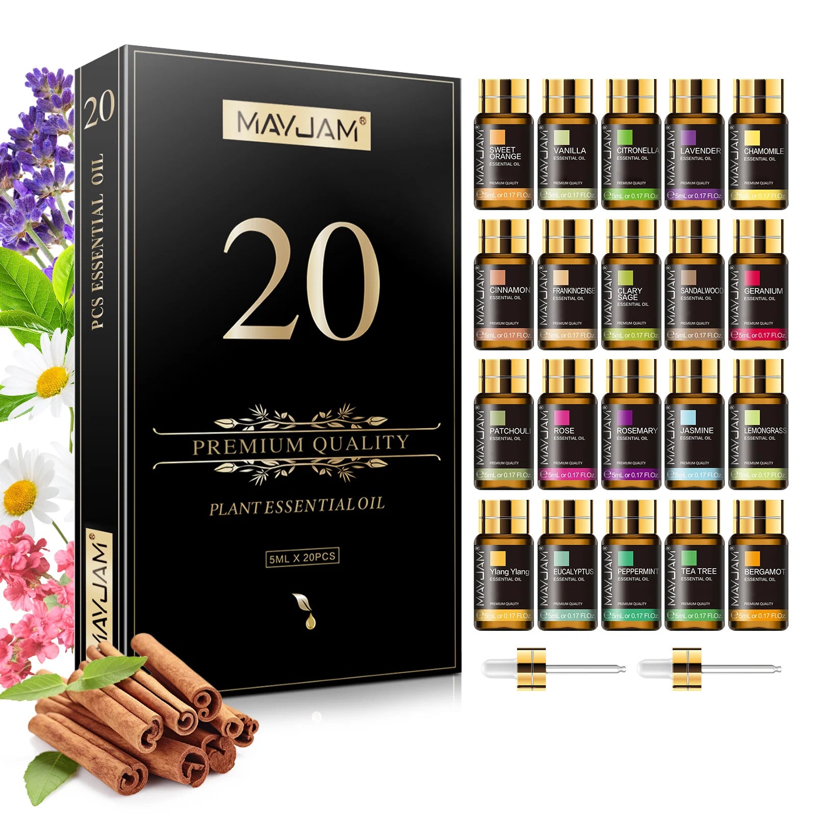 MAYJAM 20 Bottles Essential Oils Gift Box Assorted Scents