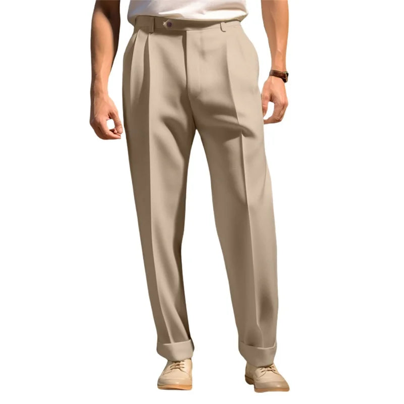 Hirigin Men Formal Dress Pants Flat Front Business Casual Trousers