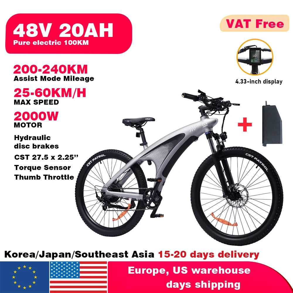 HX Q5 2000W Electric Bicycle 48V Battery For Adults