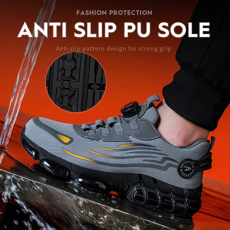 Breathable Lace-Free Soft Sole Safety Shoes Anti-Smash Anti-Puncture