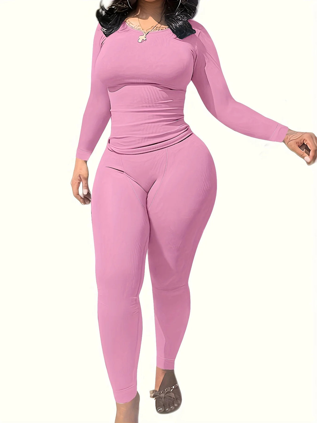 Women Long Sleeve Leggings Set Yoga Exercise Wear 2 Piece Polyester Spandex Breathable Quick Dry