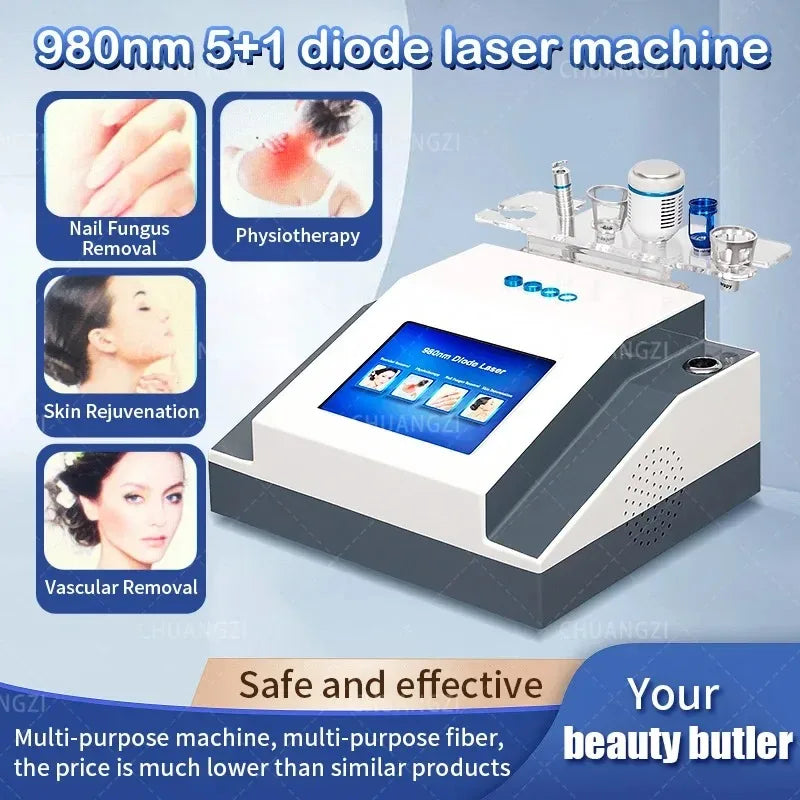 5 in 1 980nm Diode Laser Vascular Removal Machine for Spider Veins & Nail Fungus Treatment Home Beauty Care Equipment 2026