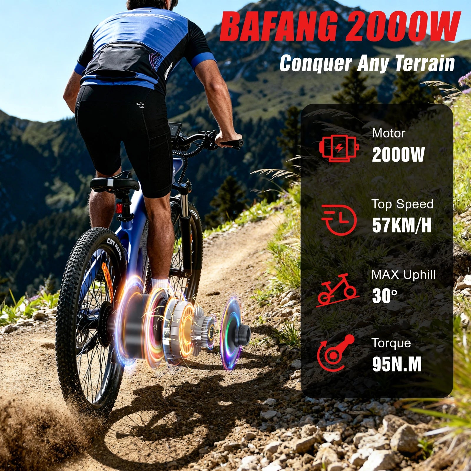 HX Q5 2000W Electric Mountain Bike For Off Road Riding