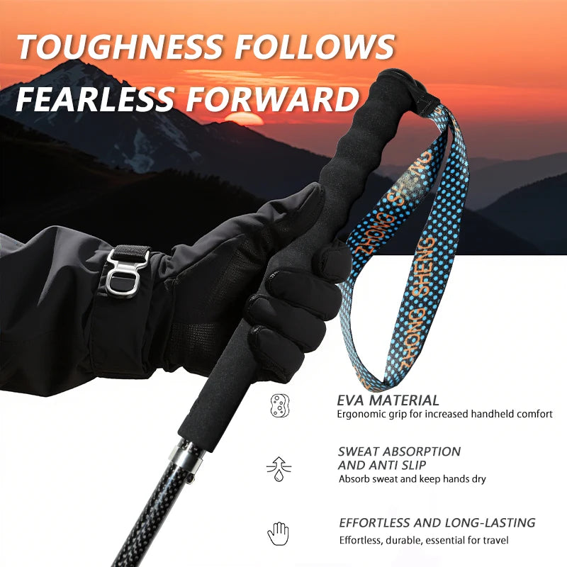OKHEALINGCN Carbon Fiber Collapsible Telescopic Trekking Poles