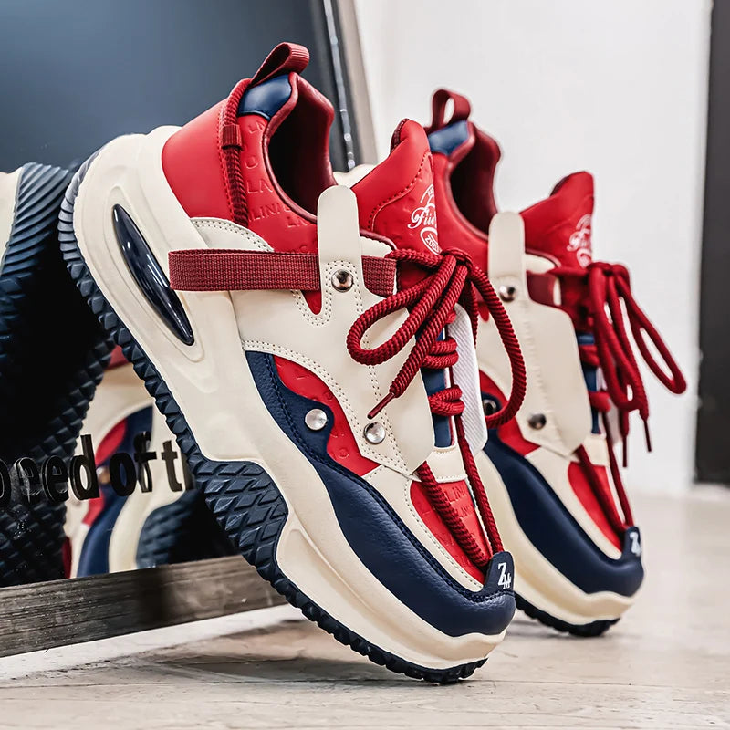 Men's Korean Style Thick Sole Lace Up Casual Sports Shoes