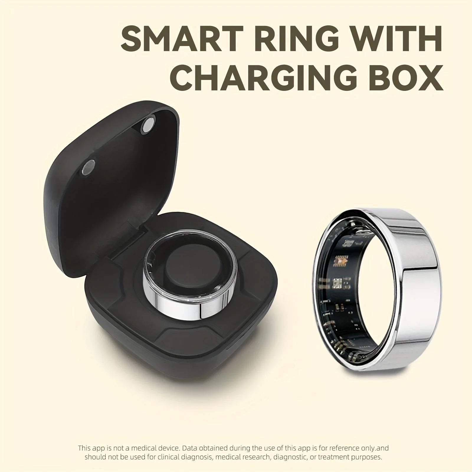Odelettevcy Smart Ring Health Tracker Heart Rate SpO2 IP68 Waterproof